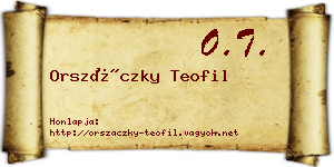 Orszáczky Teofil névjegykártya